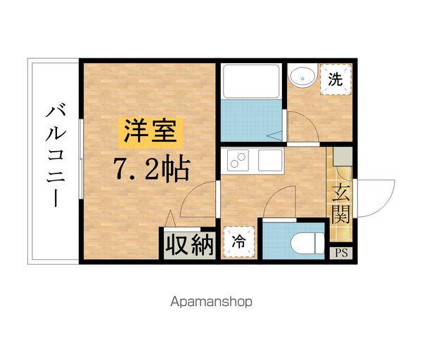 ジーメゾン八王子散田町(1K/3階)の間取り写真