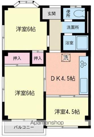 勧銀マンション(3K/3階)の間取り写真