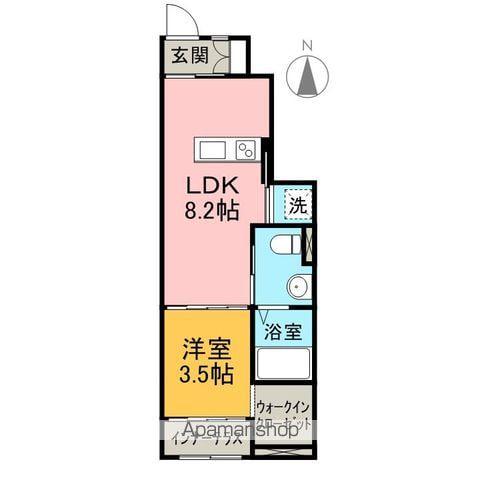 スカイ ティーナ(1LDK/1階)の間取り写真