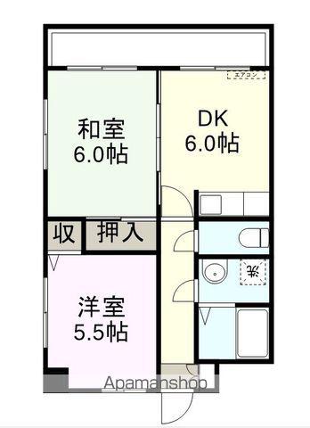 ビブレマンション宇部(2DK/5階)の間取り写真