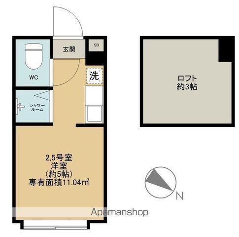 LEDミラージュ(ワンルーム/2階)の間取り写真