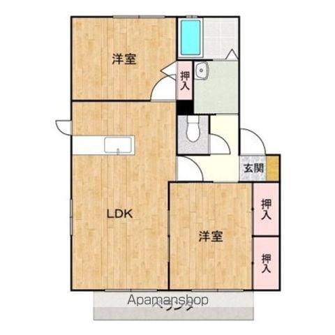 テシマヤードB・C棟(2LDK/2階)の間取り写真