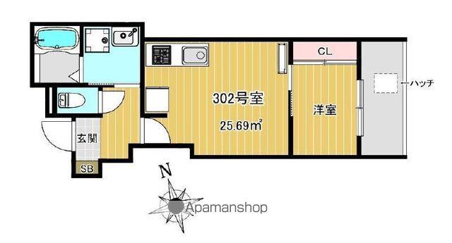 CHARME MAISON香椎(1DK/3階)の間取り写真