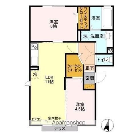 カルモヴィータ(2LDK/2階)の間取り写真