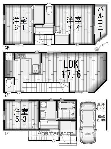 横浜市ブルーライン 蒔田駅 徒歩18分 3階建 築1年(3LDK)の間取り写真