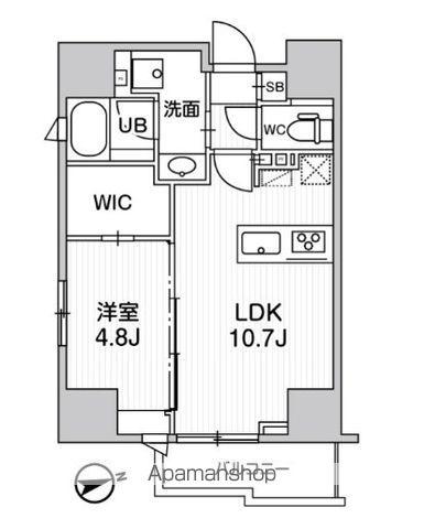 シーズンフラッツ蔵前パークフロント(1LDK/4階)の間取り写真