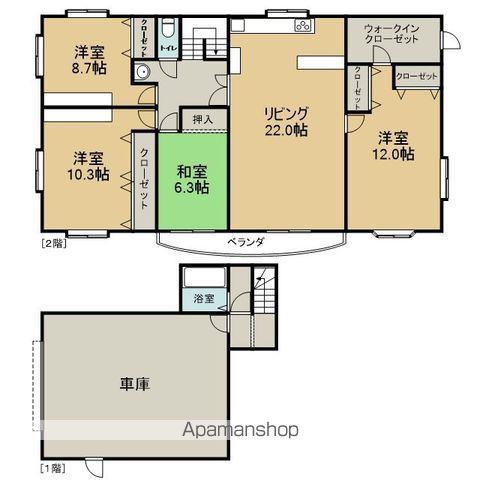青い森鉄道 筒井駅(青森) 徒歩16分 2階建 築30年(4LDK)の間取り写真