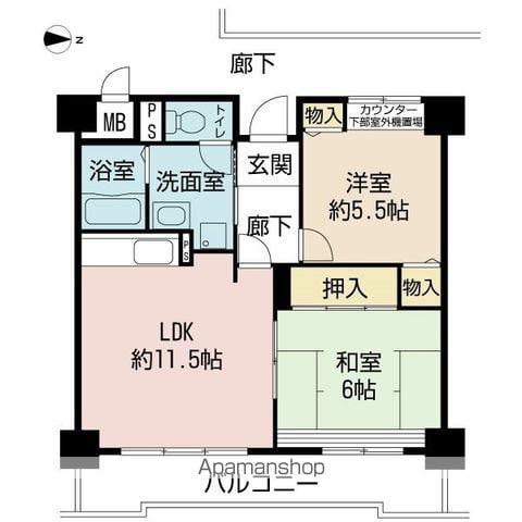 アロースあびこ(2LDK/5階)の間取り写真