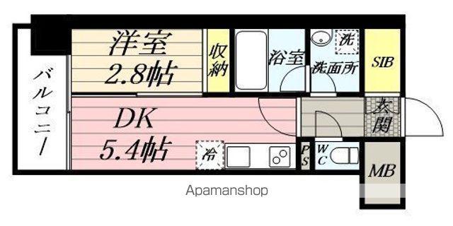 デュオフラッツ仙台木町通リネア(1DK/11階)の間取り写真