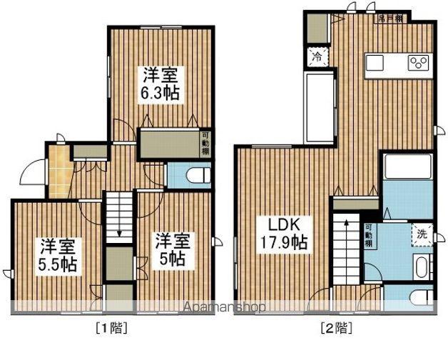 越後線 上所駅 徒歩3分 2階建 築4年(3LDK)の間取り写真