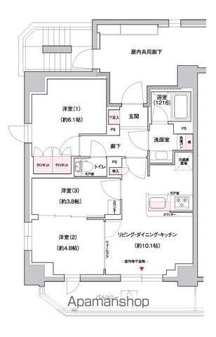 ジェイグランコート上野入谷(3LDK/11階)の間取り写真