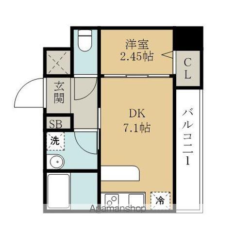 プライム上杉(1DK/6階)の間取り写真