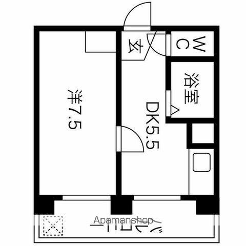藤見が丘ASビル(1DK/2階)の間取り写真