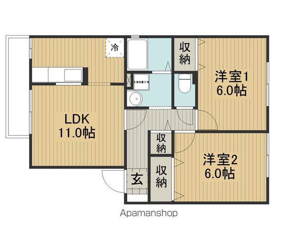 プレジール藤森Ⅱ(2LDK/1階)の間取り写真