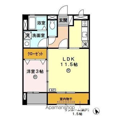 サンフラワー(1LDK/1階)の間取り写真