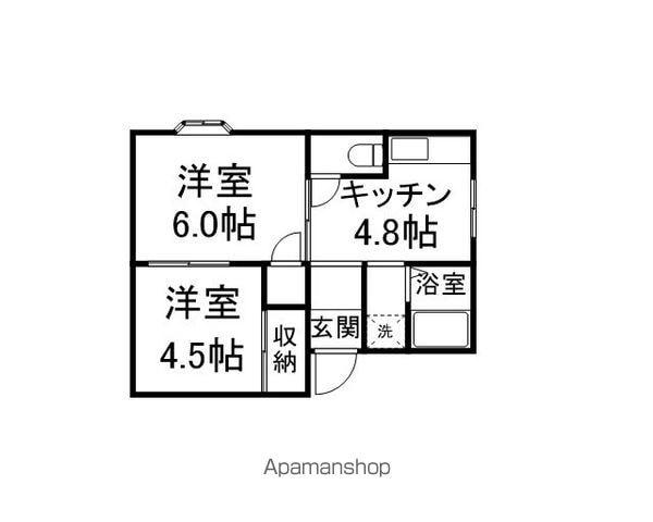 コーポシバタⅡ(2K/2階)の間取り写真