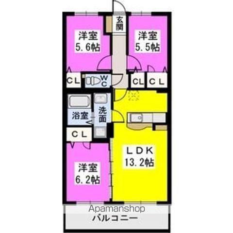 アルカンシェル(3LDK/3階)の間取り写真