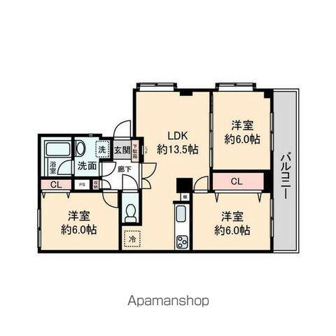 ウーリィパレス大森(3LDK/5階)の間取り写真