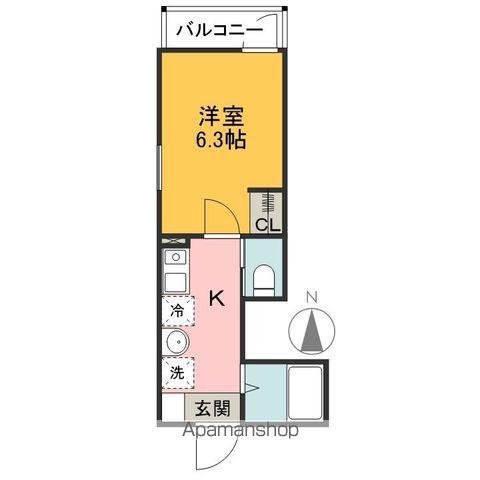 MELLAS入間市Ⅳ(1K/2階)の間取り写真