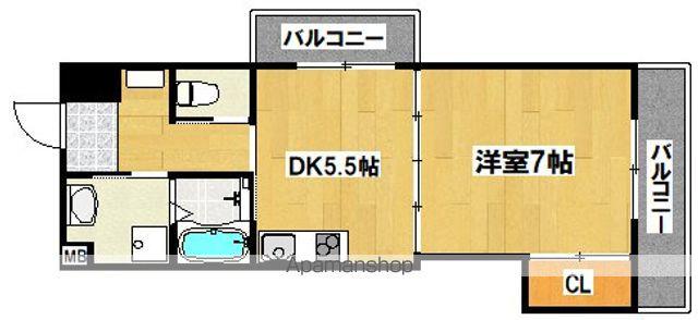 ヴィーブル駒川(1DK/6階)の間取り写真