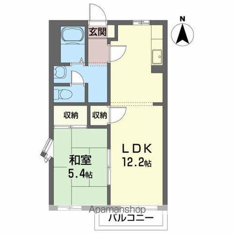 はぴねすB棟(1LDK/1階)の間取り写真