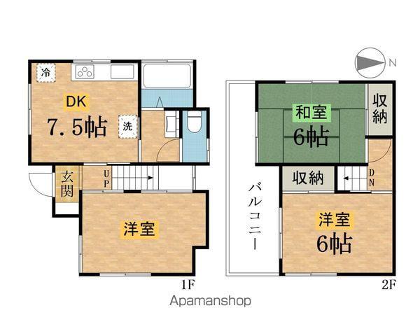 中央本線 西八王子駅 徒歩38分 2階建 築57年(3DK)の間取り写真