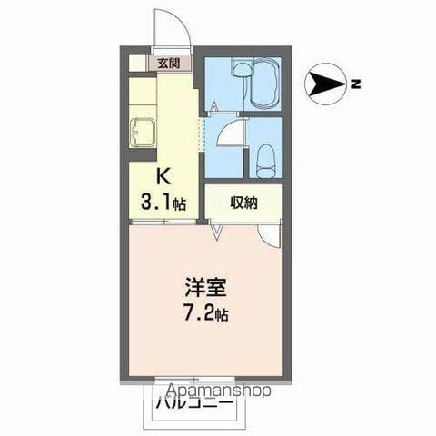 ドミールさくら(1K/2階)の間取り写真