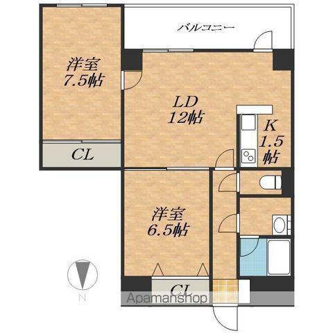 大通11丁目ビル(2LDK/7階)の間取り写真