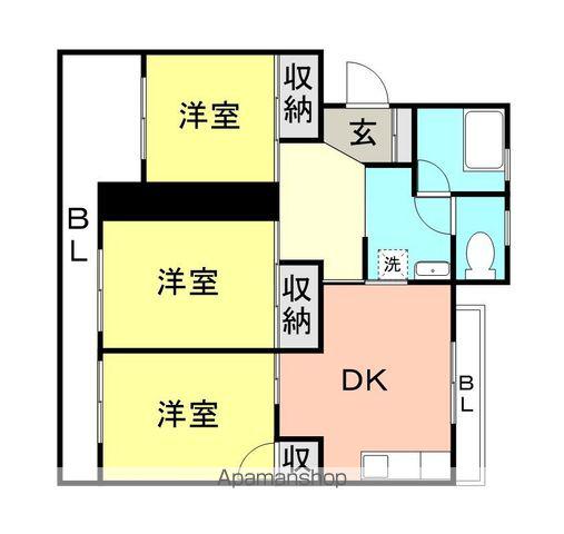 ハイツ松江(3DK/3階)の間取り写真