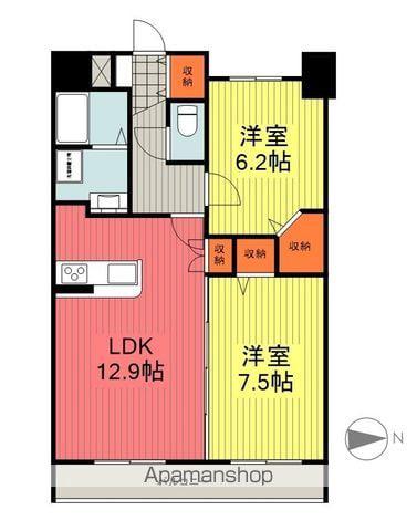 アークデュオ福島万世町(2LDK/14階)の間取り写真