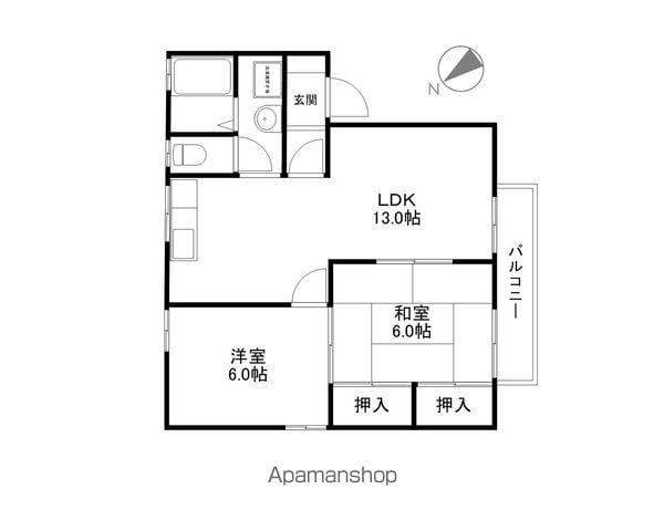 セヴェルSETA(2LDK/2階)の間取り写真