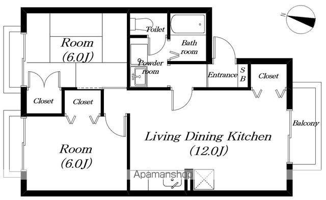 メルベーユシティ(2LDK/2階)の間取り写真