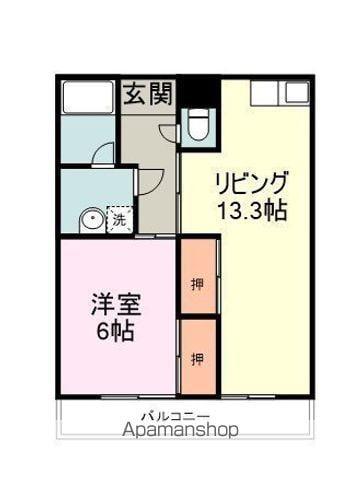 ハイツミナミ(1LDK/7階)の間取り写真