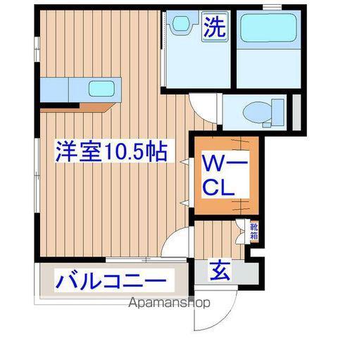 シャトルクレスト向山C(ワンルーム/1階)の間取り写真
