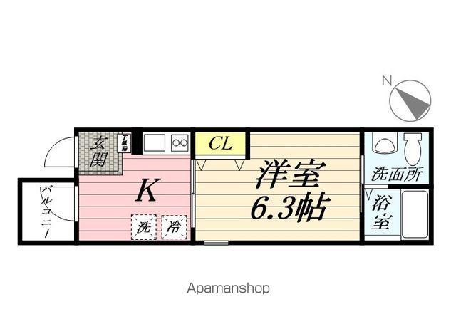 ハーミットクラブハウス 生麦2(1K/1階)の間取り写真