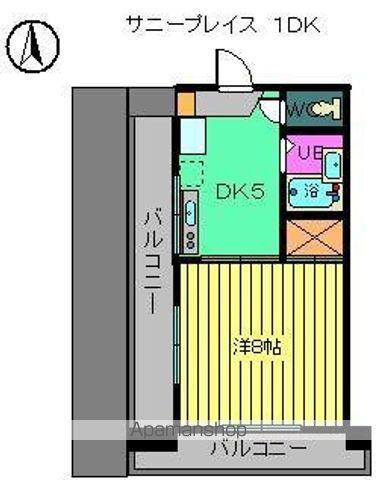 サニープレイス(1DK/4階)の間取り写真