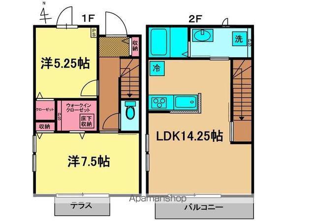 ラフィーネ吉祥寺(2LDK/1階)の間取り写真