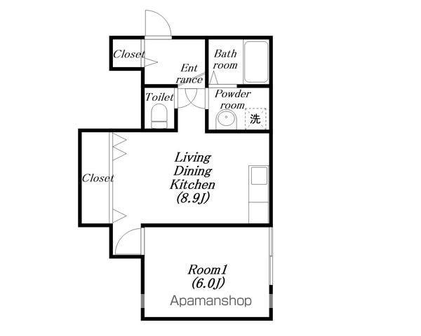 クレストコートNAGATA(1LDK/2階)の間取り写真