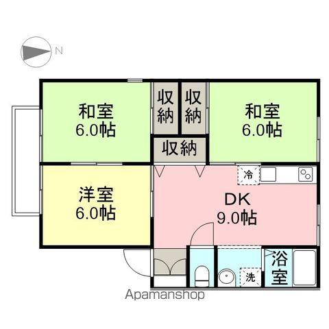 ロアヴェール北城(3DK/1階)の間取り写真