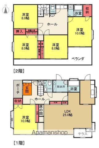 常磐線 いわき駅 バス乗車時間：17分 石森中央バス停で下車 徒歩3分 2階建 築34年(5LDK)の間取り写真