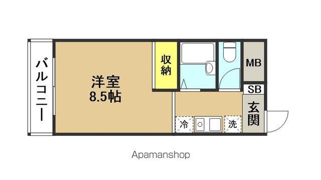 プレリュード御井町(ワンルーム/4階)の間取り写真