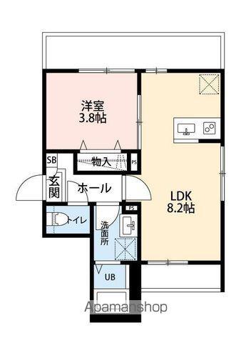 ソーレⅢ(1LDK/1階)の間取り写真