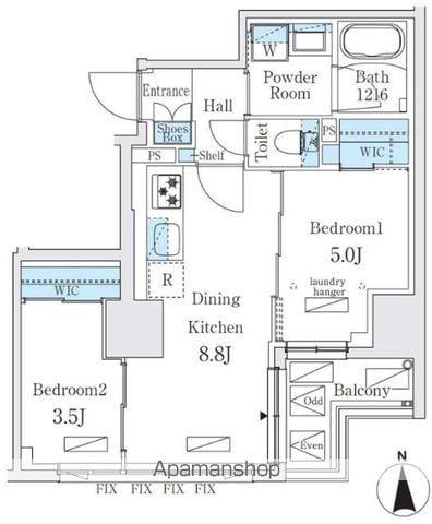 ジオエント秋葉原(2DK/12階)の間取り写真