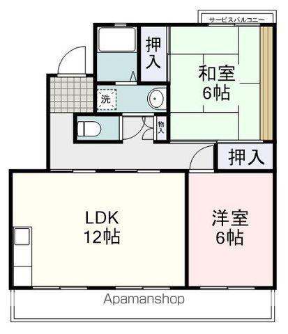 グランドゥール(2LDK/2階)の間取り写真