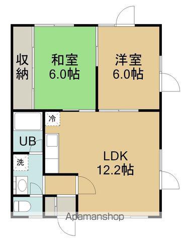 マンション大國Ⅲ(2LDK/2階)の間取り写真