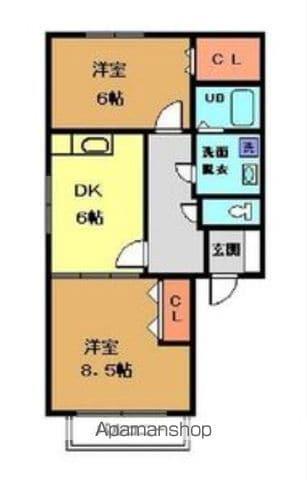 Gクレフ(2DK/1階)の間取り写真