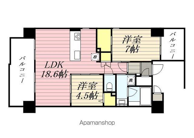 TONOクリスタル上人橋(2LDK/6階)の間取り写真