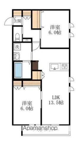 ボヌール諸岡(2LDK/2階)の間取り写真