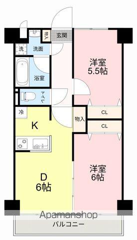沖野マンション2(2DK/6階)の間取り写真