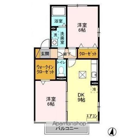 ソレアード(2DK/1階)の間取り写真